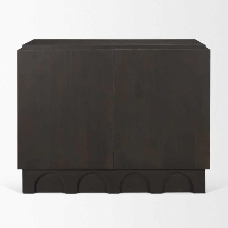 HomeRoots 18 Inch Solid Wood Accent Cabinet Dual Door Storage for Living Room or Entryway 727715