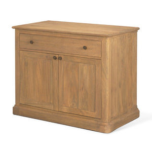 19 Inch Solid Wood Accent Cabinet with Dual Doors and Bottom Drawer for Stylish Home Storage