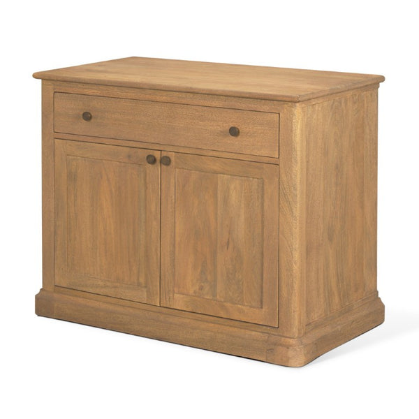 19 Inch Solid Wood Accent Cabinet with Dual Doors and Bottom Drawer for Stylish Home Storage