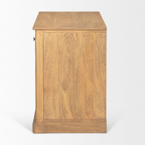 19 Inch Solid Wood Accent Cabinet with Dual Doors and Bottom Drawer for Stylish Home Storage