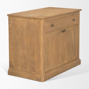 19 Inch Solid Wood Accent Cabinet with Dual Doors and Bottom Drawer for Stylish Home Storage