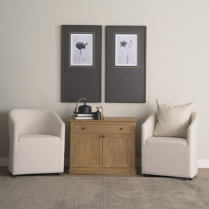 19 Inch Solid Wood Accent Cabinet with Dual Doors and Bottom Drawer for Stylish Home Storage
