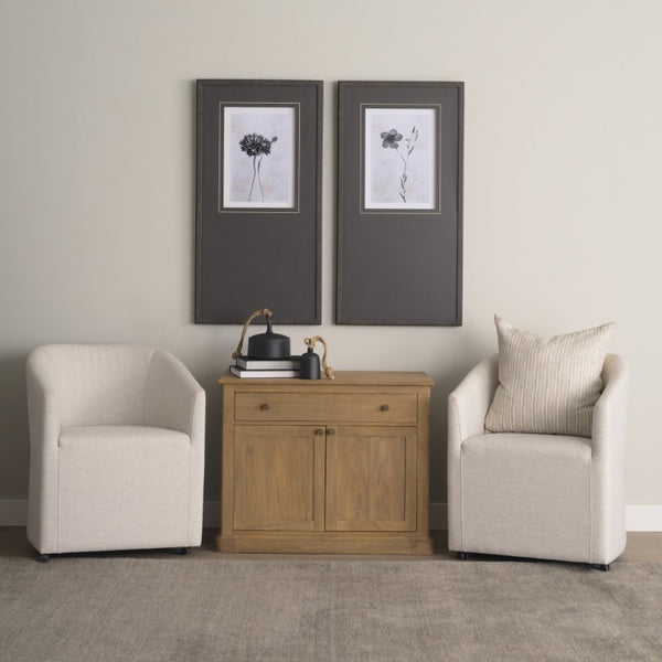 19 Inch Solid Wood Accent Cabinet with Dual Doors and Bottom Drawer for Stylish Home Storage
