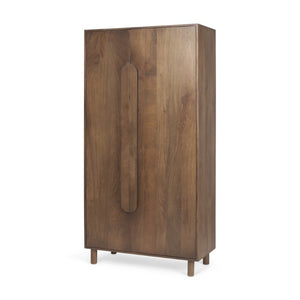 16 Inch Solid Wood Curio Cabinet with Glass Doors for Living Room Display Storage