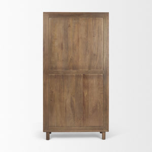 16 Inch Solid Wood Curio Cabinet with Glass Doors for Living Room Display Storage