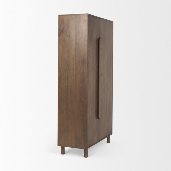 16 Inch Solid Wood Curio Cabinet with Glass Doors for Living Room Display Storage