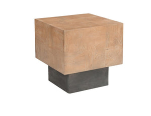 22 Inch Solid Wood Block Style Square End Table Sturdy Accent for Living Room Decor