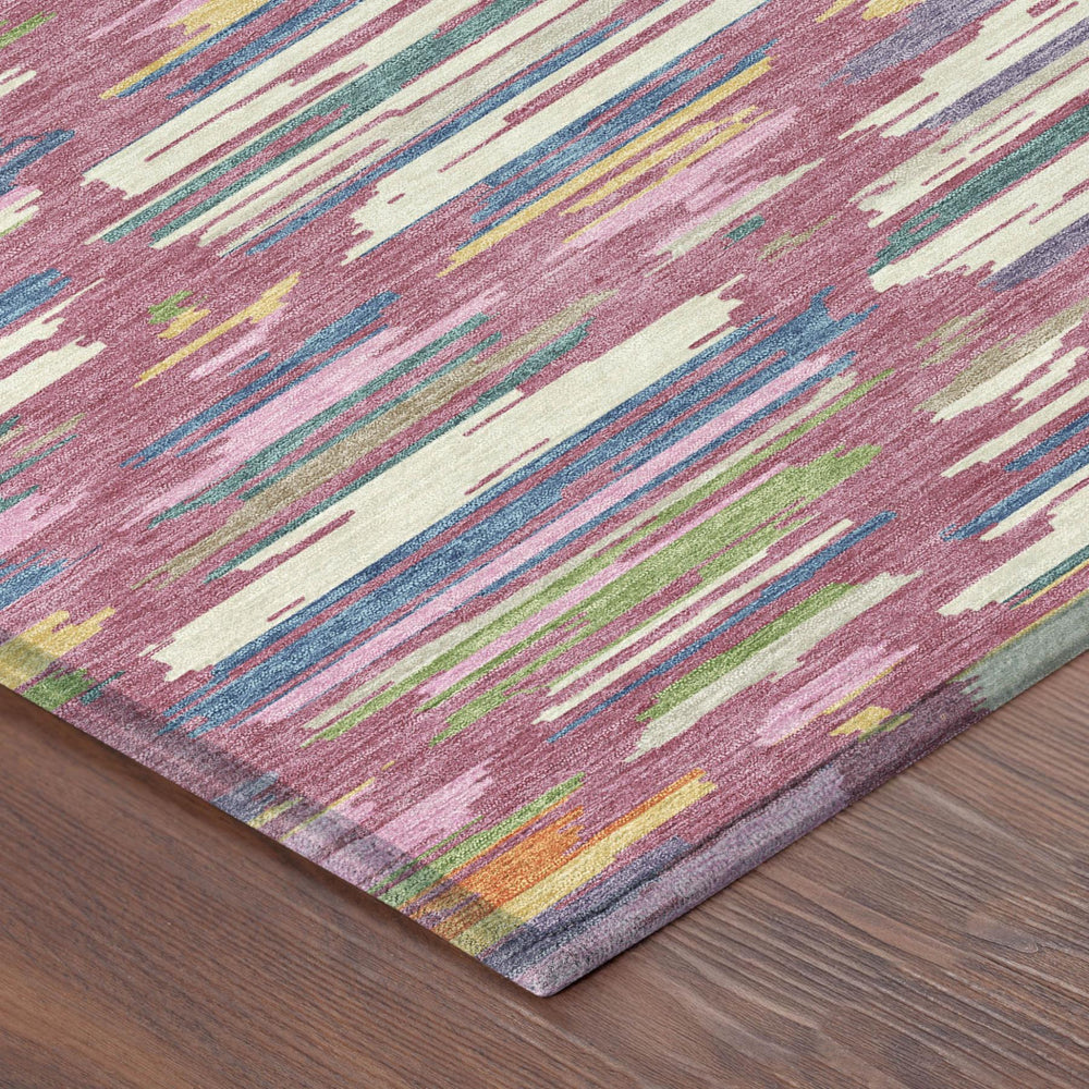 8' Round Washable Outdoor Rug Blush Ivory Southwestern Geometric Polyester Patio