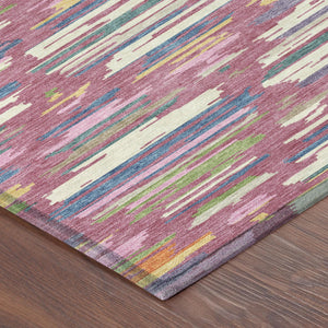 8' Round Washable Outdoor Rug Blush Ivory Southwestern Geometric Polyester Patio