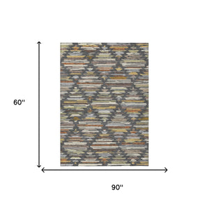 Geometric Southwestern Washable Polyester Area Rug for Indoor Outdoor and High Traffic Living Spaces