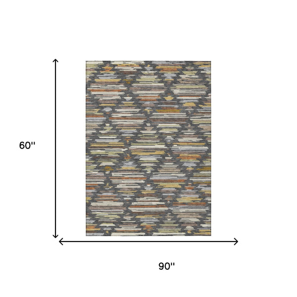 Geometric Southwestern Washable Polyester Area Rug for Indoor Outdoor and High Traffic Living Spaces