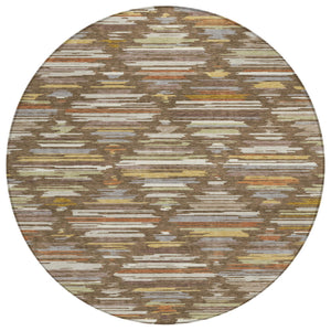 8 Foot Round Southwestern Geometric Polyester Rug Washable for Patio and Indoor Use