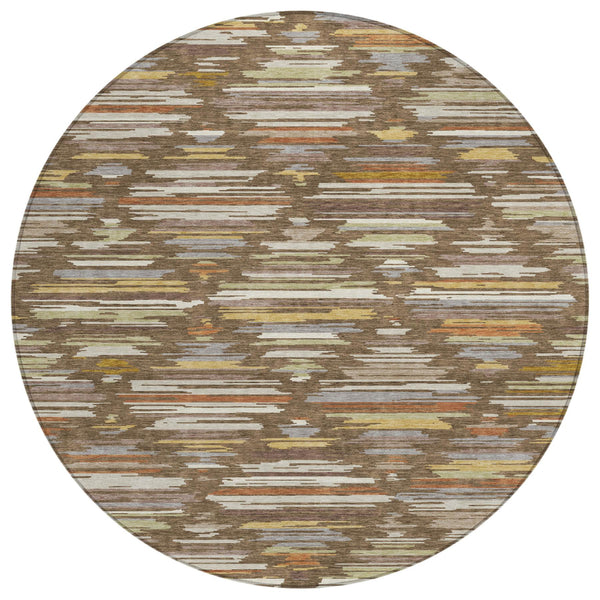 8 Foot Round Southwestern Geometric Polyester Rug Washable for Patio and Indoor Use