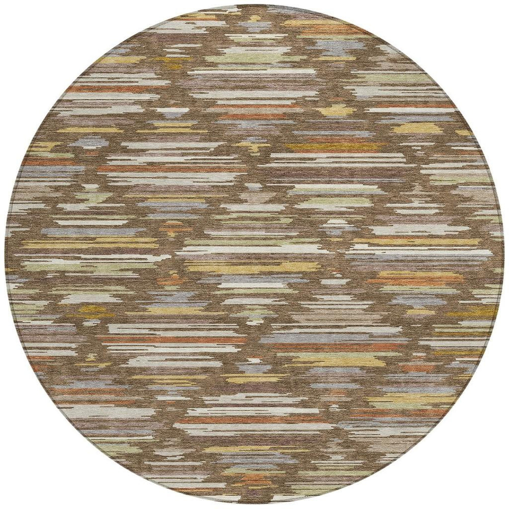 HomeRoots 8 Foot Round Southwestern Geometric Polyester Rug Washable for Patio and Indoor Use 727771