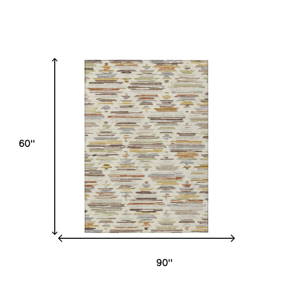 Southwestern Geometric Washable Polyester Area Rug for Indoor Outdoor Patios and Entryways