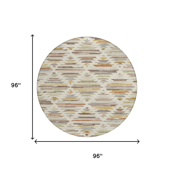 8 Foot Round Southwestern Geometric Polyester Rug for Indoor Outdoor High Traffic Areas