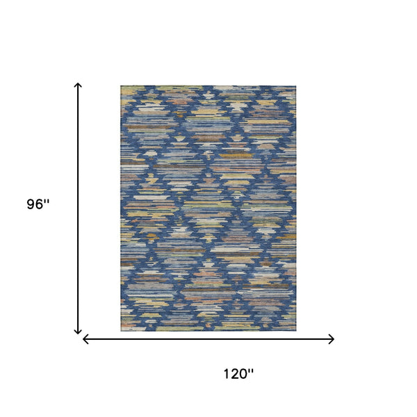 Southwestern Geometric Washable Polyester Area Rug for Indoor Outdoor Patios and Living Spaces
