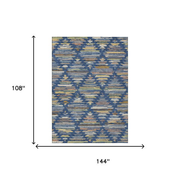 Southwestern Geometric Washable Polyester Area Rug for Indoor Outdoor Patios and Living Spaces