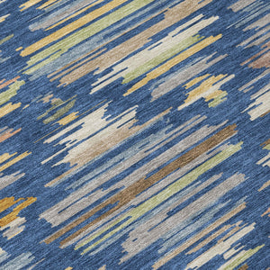 Southwestern Geometric Washable Polyester Area Rug for Indoor Outdoor Patios and Living Spaces