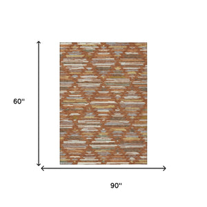 Southwestern Geometric Polyester Area Rug Washable Indoor Outdoor Patio and Entryway