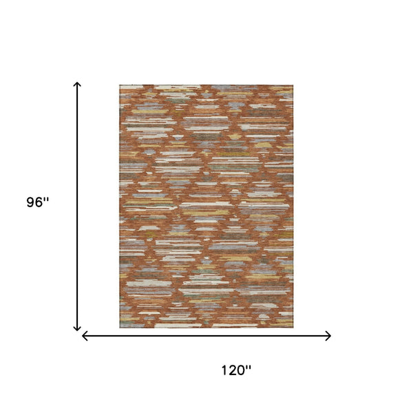 Southwestern Geometric Polyester Area Rug Washable Indoor Outdoor Patio and Entryway