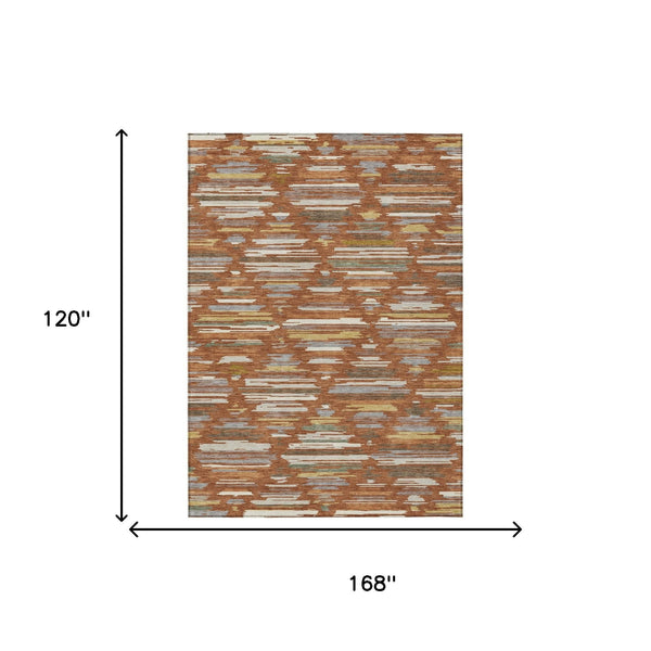Southwestern Geometric Polyester Area Rug Washable Indoor Outdoor Patio and Entryway