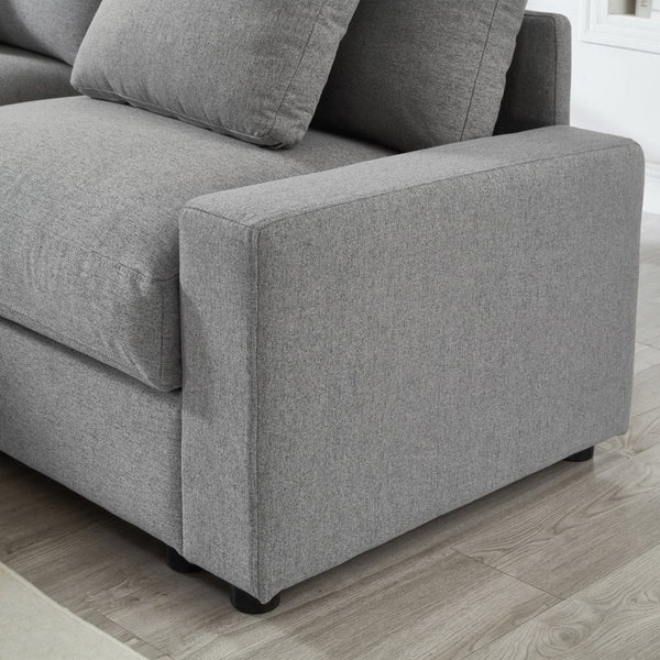 English Elm 103.54" L-shaped Modular Sectional with Ottoman Storage Polyester Cloud Sofa Grey W1669S00049