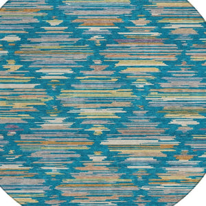 HomeRoots 8 Foot Round Southwestern Geometric Polyester Indoor Outdoor Washable Area Rug 727801