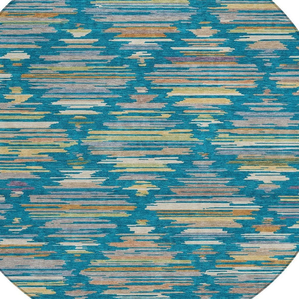HomeRoots 8 Foot Round Southwestern Geometric Polyester Indoor Outdoor Washable Area Rug 727801