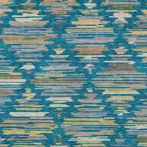 Southwestern Geometric Polyester Area Rug Washable Indoor Outdoor Low Pile Teal Silver