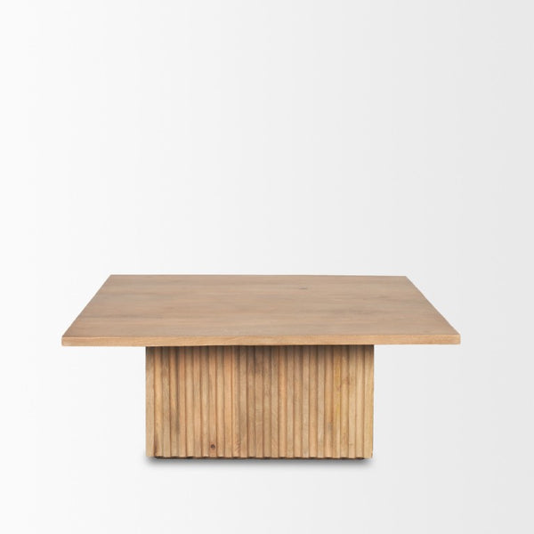 HomeRoots 42 Inch Solid Wood Square Coffee Table with Block Legs for Modern Living Rooms 727810