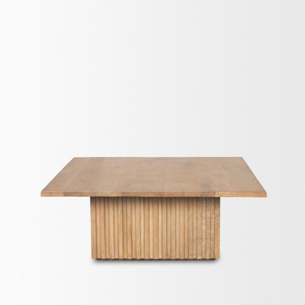 42 Inch Solid Wood Square Coffee Table with Block Legs for Modern Living Rooms