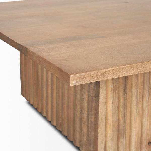 42 Inch Solid Wood Square Coffee Table with Block Legs for Modern Living Rooms