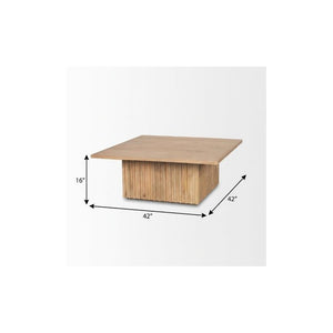42 Inch Solid Wood Square Coffee Table with Block Legs for Modern Living Rooms