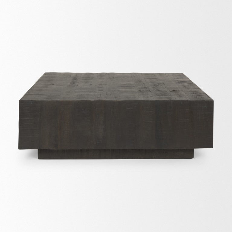 HomeRoots 48 Inch Square Solid Wood Coffee Table Rich Dark Finish for Modern Living Rooms 727821