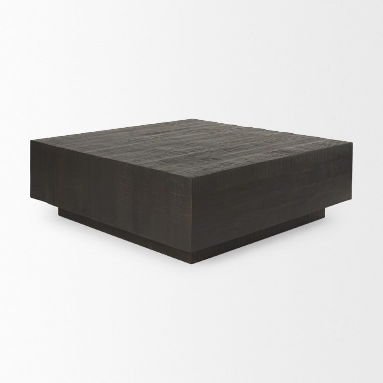 HomeRoots 48 Inch Square Solid Wood Coffee Table Rich Dark Finish for Modern Living Rooms 727821
