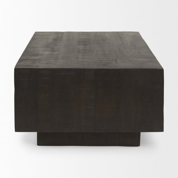 48 Inch Solid Wood Block Coffee Table Rich Dark Finish Living Room Centerpiece