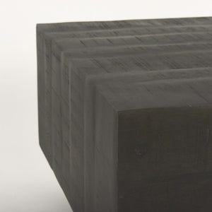 48 Inch Solid Wood Block Coffee Table Rich Dark Finish Living Room Centerpiece