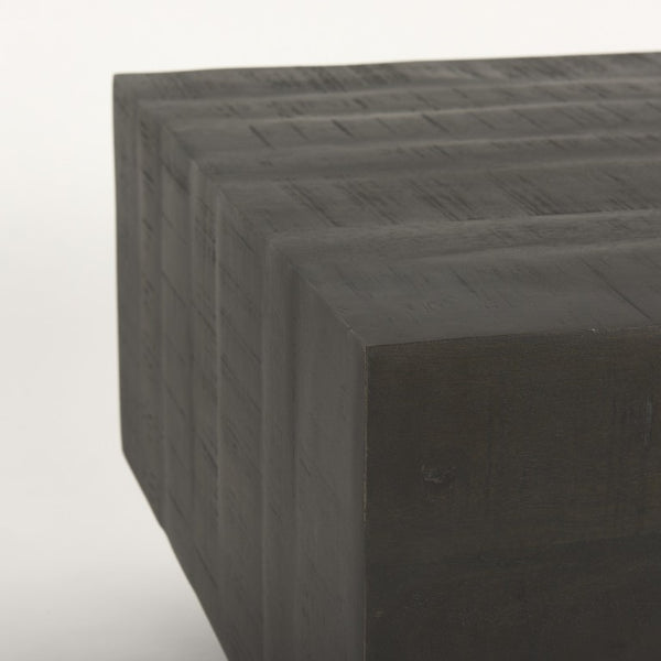 48 Inch Solid Wood Block Coffee Table Rich Dark Finish Living Room Centerpiece