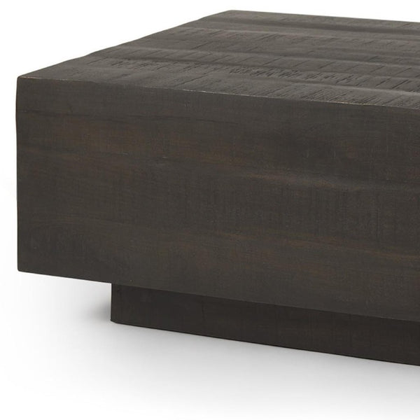 48 Inch Solid Wood Block Coffee Table Rich Dark Finish Living Room Centerpiece