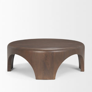 45 Inch Solid Wood Round Coffee Table Sturdy Elegant Living Room Center Piece