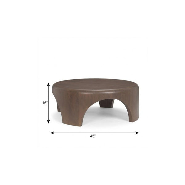 45 Inch Solid Wood Round Coffee Table Sturdy Elegant Living Room Center Piece