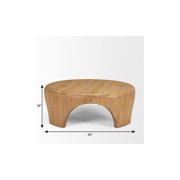 45 Inch Solid Wood Round Coffee Table Sturdy Elegant Living Room Center Piece