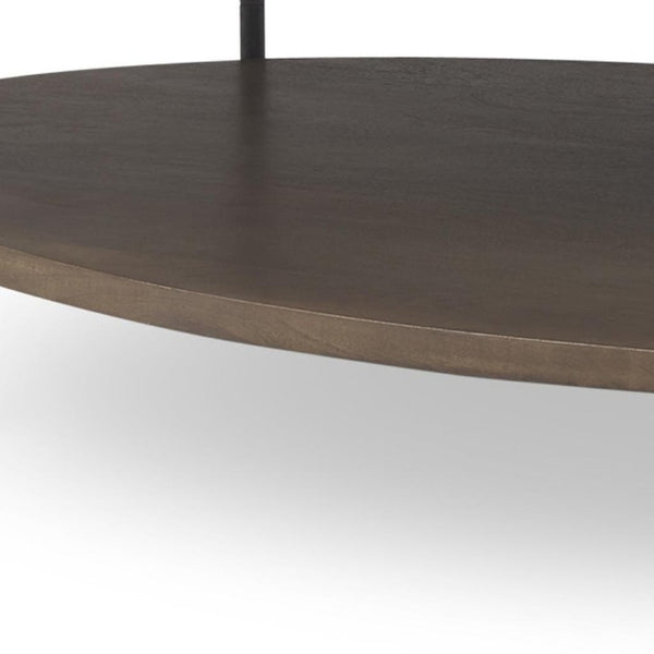 30 Inch Oval Genuine Marble Top Iron Base Coffee Table for Modern Living Rooms