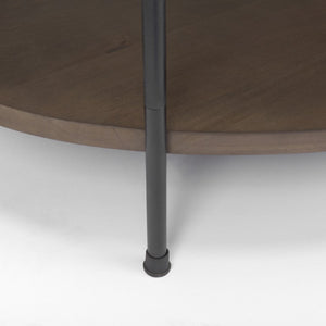 30 Inch Oval Genuine Marble Top Iron Base Coffee Table for Modern Living Rooms