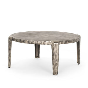 HomeRoots 38 Inch Round Aluminum Coffee Table in Silver for Modern Living Room Decor 727838