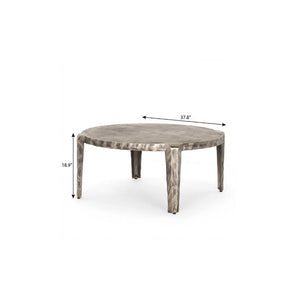 38 Inch Round Aluminum Coffee Table in Silver for Modern Living Room Decor