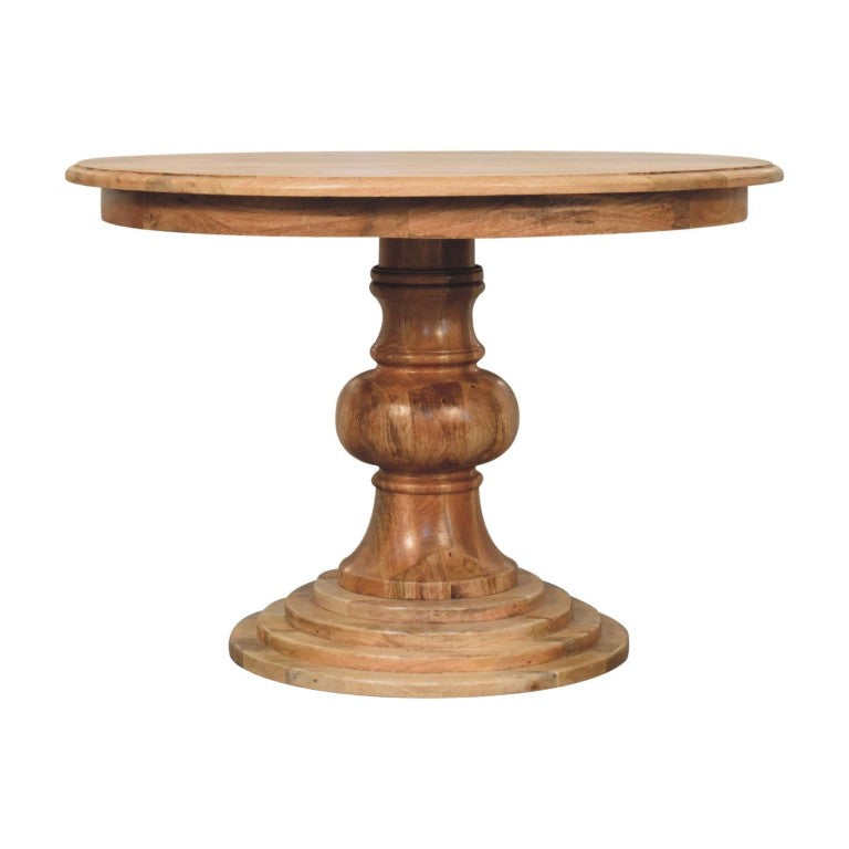 43 Inch Round Solid Wood Dining Table with Pedestal Base for Cozy Kitchen Spaces