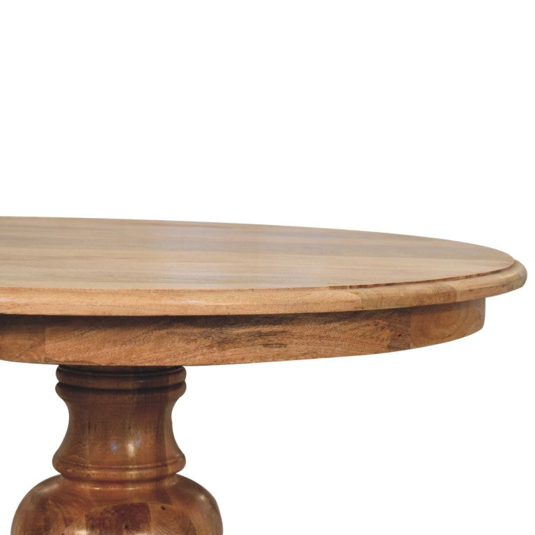43 Inch Round Solid Wood Dining Table with Pedestal Base for Cozy Kitchen Spaces