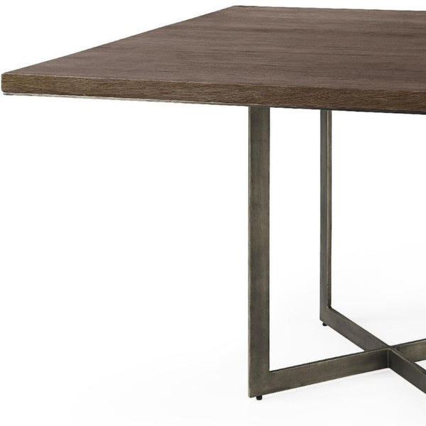 48 Inch Square Solid Wood Iron Trestle Dining Table Rustic Industrial Style